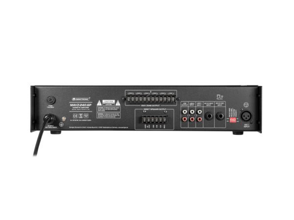 Omnitronic MAVZ-240.6P, 100V 6-zónový mixážní zesilovač, MP3/USB/SD/BT, 240W - Image 3