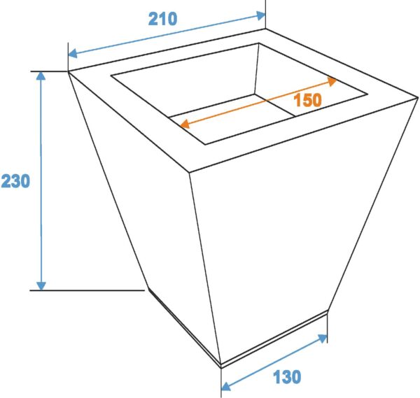 Květináč zinek, hranatý, výška 25 cm - Image 2