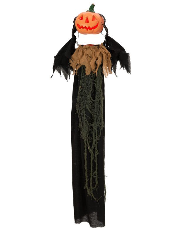 Halloweenská postava s dýňovou hlavou, s animacemi, k zavěšení,115 cm - Obrázek 2