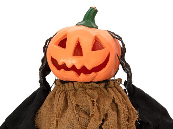 Halloweenská postava s dýňovou hlavou, s animacemi, k zavěšení,115 cm - Obrázek 3