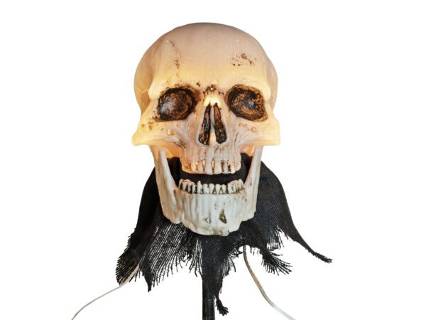 Halloweenské svítící lebky s kolíky, sada 3 ks, 29cm - Image 2