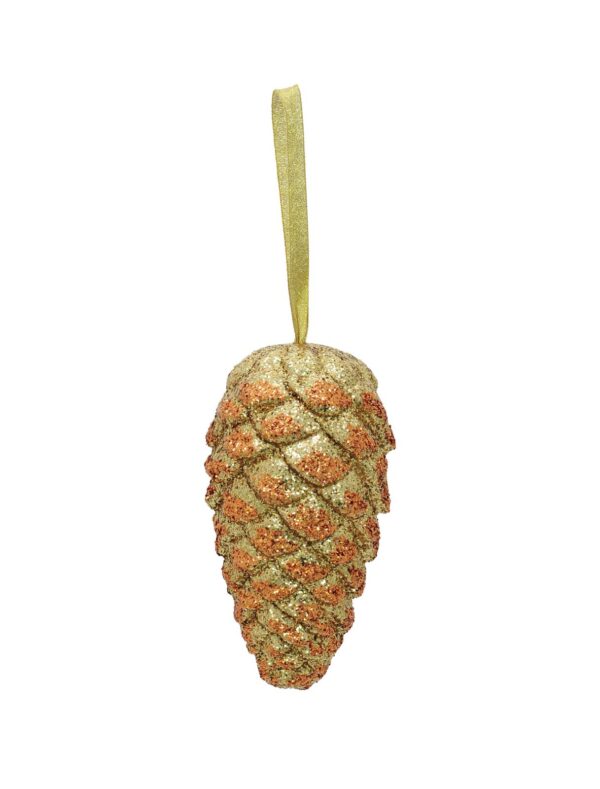 Šiška na zavěšení, se zlatým glittrem, 18 cm, 1 ks
