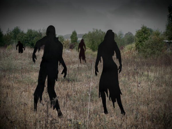 Kovová silueta zombie ženy, černá, 135 cm - Image 4
