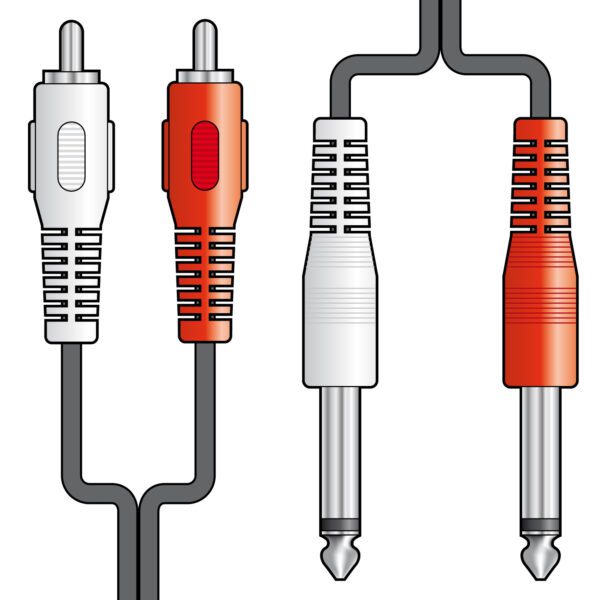 AV:link kabel 2x RCA samec - 2x Jack 6.3mm mono samec, 1.2m - Image 3