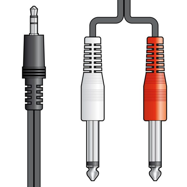 AV:link kabel Jack 3.5mm stereo samec - 2x Jack 6.3mm mono samec, 1.2m - Image 3