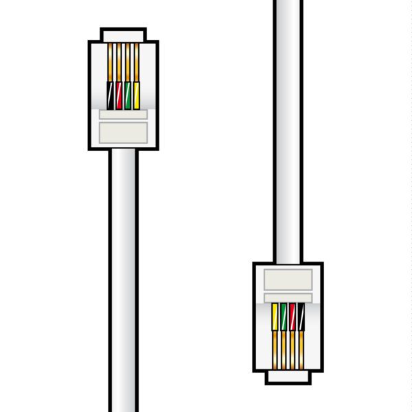 AV:link kabel telefonní 1x RJ11 6P4C samec - 1x RJ11 6P4C, bílý, 3m - Image 2