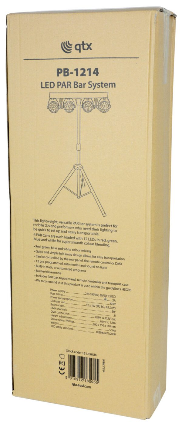 QTX PB-1214 LED PAR Bar, světelný set se stojanem - Image 5