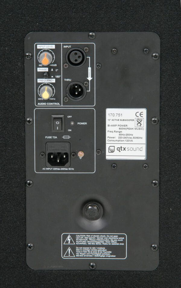 QTX SMWA15 PA aktivní 15" subwoofer - Obrázek 3