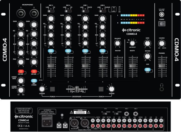 Citronic CDM10:4 MK5, 4-kanálový mixážní pult s USB - Obrázek 6