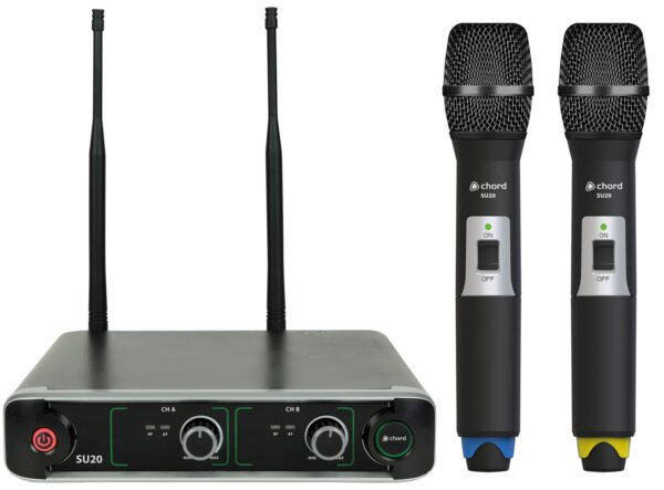 Chord NU2-H duální UHF ruční bezdrátový mikrofonní systém, 864.8+863.1