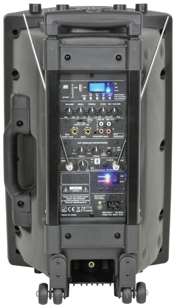 QTX QX12PA, mobilní 12" zvukový systém MP3/SD/USB/BT/FM/2x VHF, 200W - Image 4