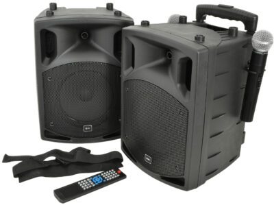 QTX PAV8, mobilní 8" zvukový systém CD/DVD/MP3/BT/2x UHF, 100W