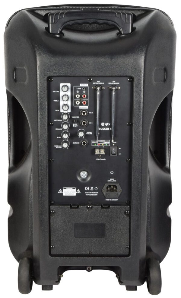 QTX BUSKER-15, mobilní 15" zvukový systém USB/SD/FM/BT/2x VHF, 100W - Image 3