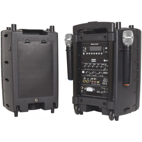 QTX PAV10, mobilní 10" zvukový systém CD/DVD/MP3/BT/2x UHF, 100W - Image 2