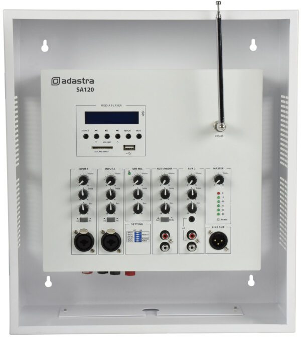 Adastra SA 120, nástěnný 100V zesilovač s UHF mikrofonem a přehrávačem médií - Image 2