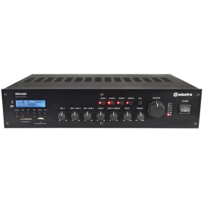 Adastra RM240D, 100V mixážní 4-zónový zesilovač, FM/DAB+, BT, USB/SD