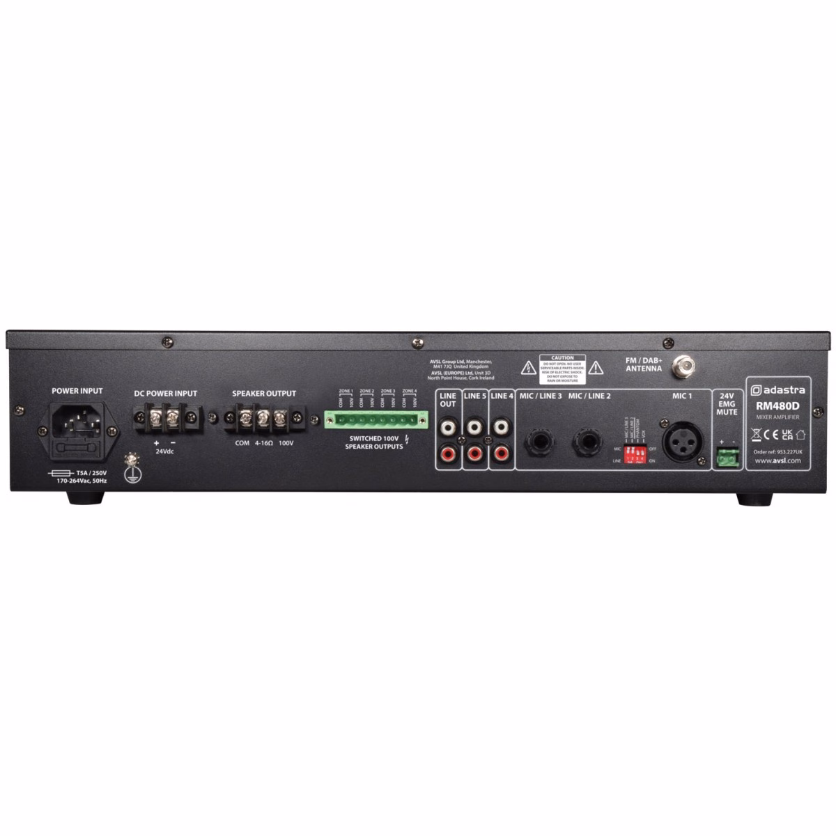 Adastra RM480D, 100V mixážní 4-zónový zesilovač, FM/DAB+, BT, USB/SD - Obrázek 5