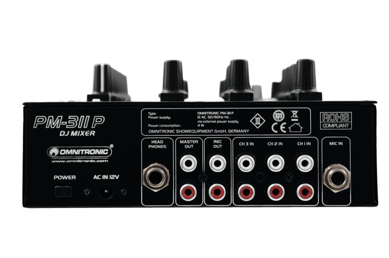 Omnitronic PM-311P, 3-kanálový mixážní pult s MP3 přehrávačem - Obrázek 3