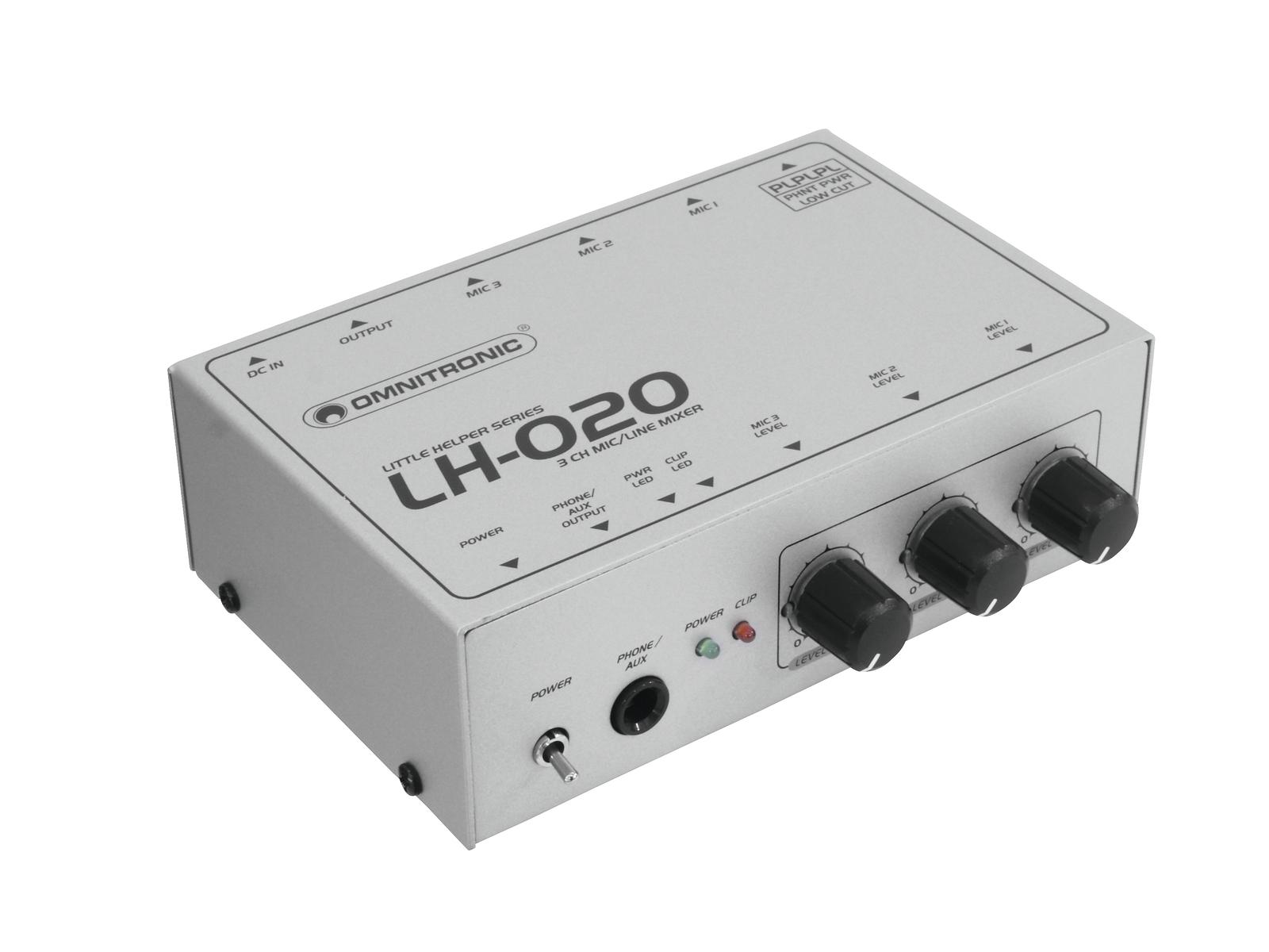 Omnitronic LH-020, mini mixážní pult 3-kanálový