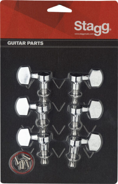 Stagg KG371CR, ladící mechanika 3+3 pro elektrickou/akustickou kytaru, chromovaná