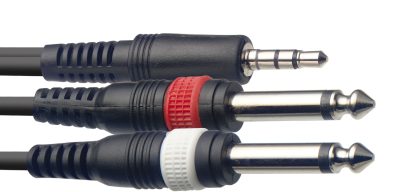 Stagg SYC3/MPS2P E, kabel mini stereo JACK/2x JACK, 3m