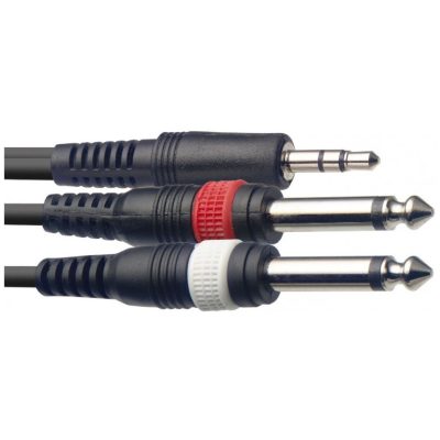 Stagg SYC1/MPS2P E, kabel mini stereo JACK/2x JACK, 1m