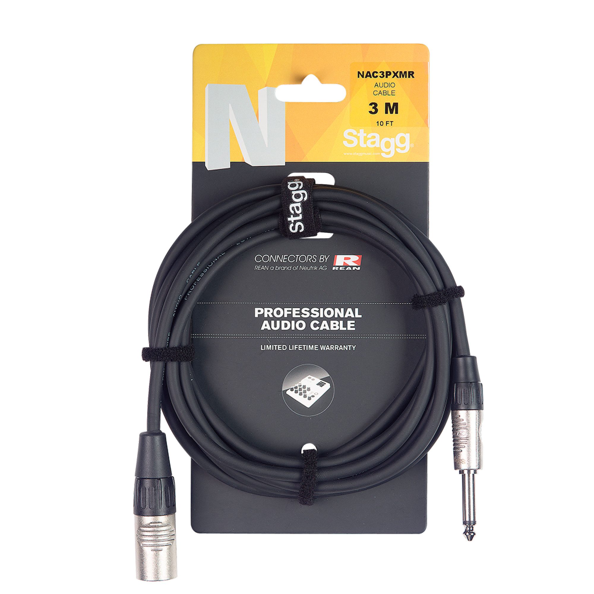 Stagg NAC3PXMR audio kabel řady N, jack/XLR (m/m), mono, 3 m (10') - Obrázek 6