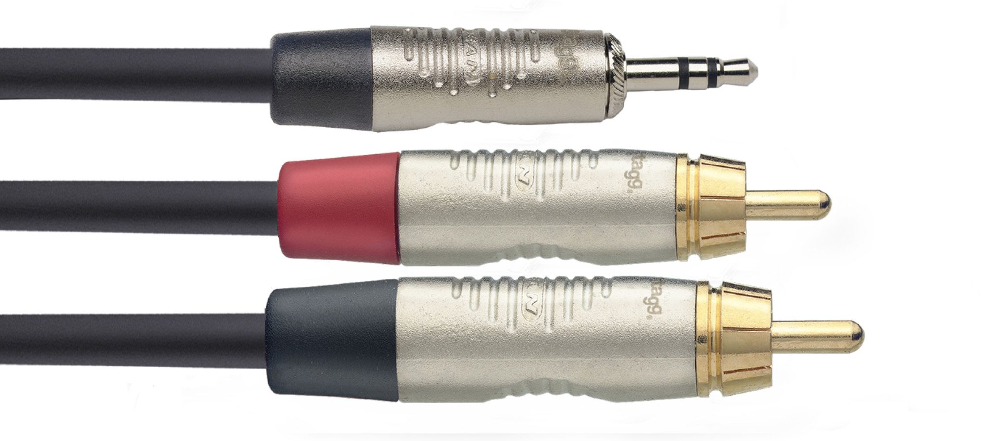 Stagg NYC3/MPS2CMR, kabel 2x RCA/mini JACK, 3m