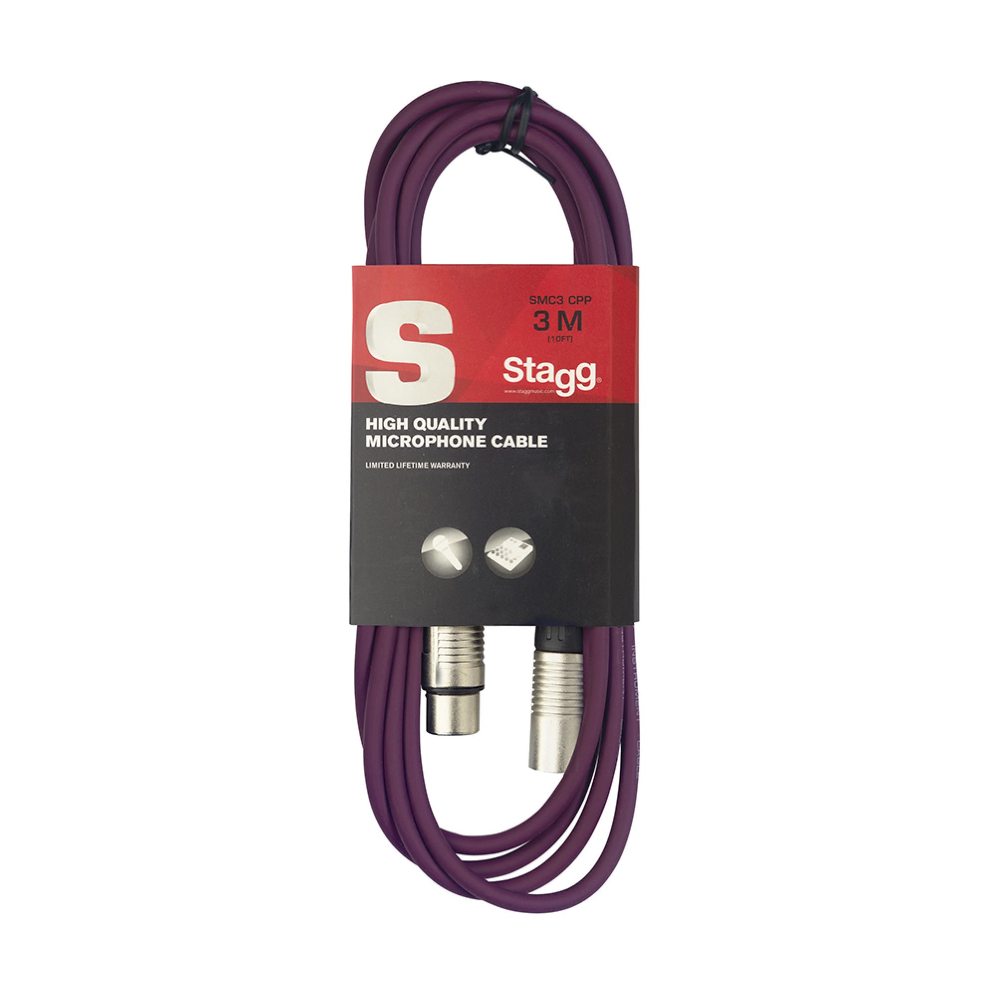 Stagg SMC3 CPP, mikrofonní kabel XLR/XLR, 3m, fialový - Obrázek 8
