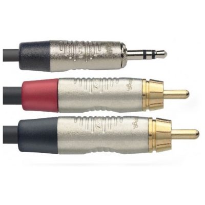 Stagg NYC1,5/MPS2CMR, kabel 1x mini stereo Jack 3,5mm/2x RCA, 1,5m