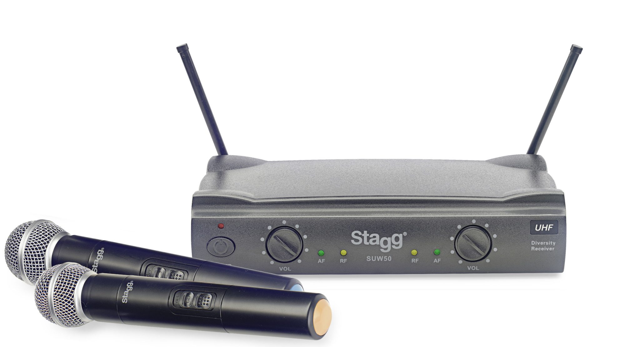 Stagg SUW 50 MM EG, UHF mikrofonní set 2 kanálový, 2x ruční mikrofon