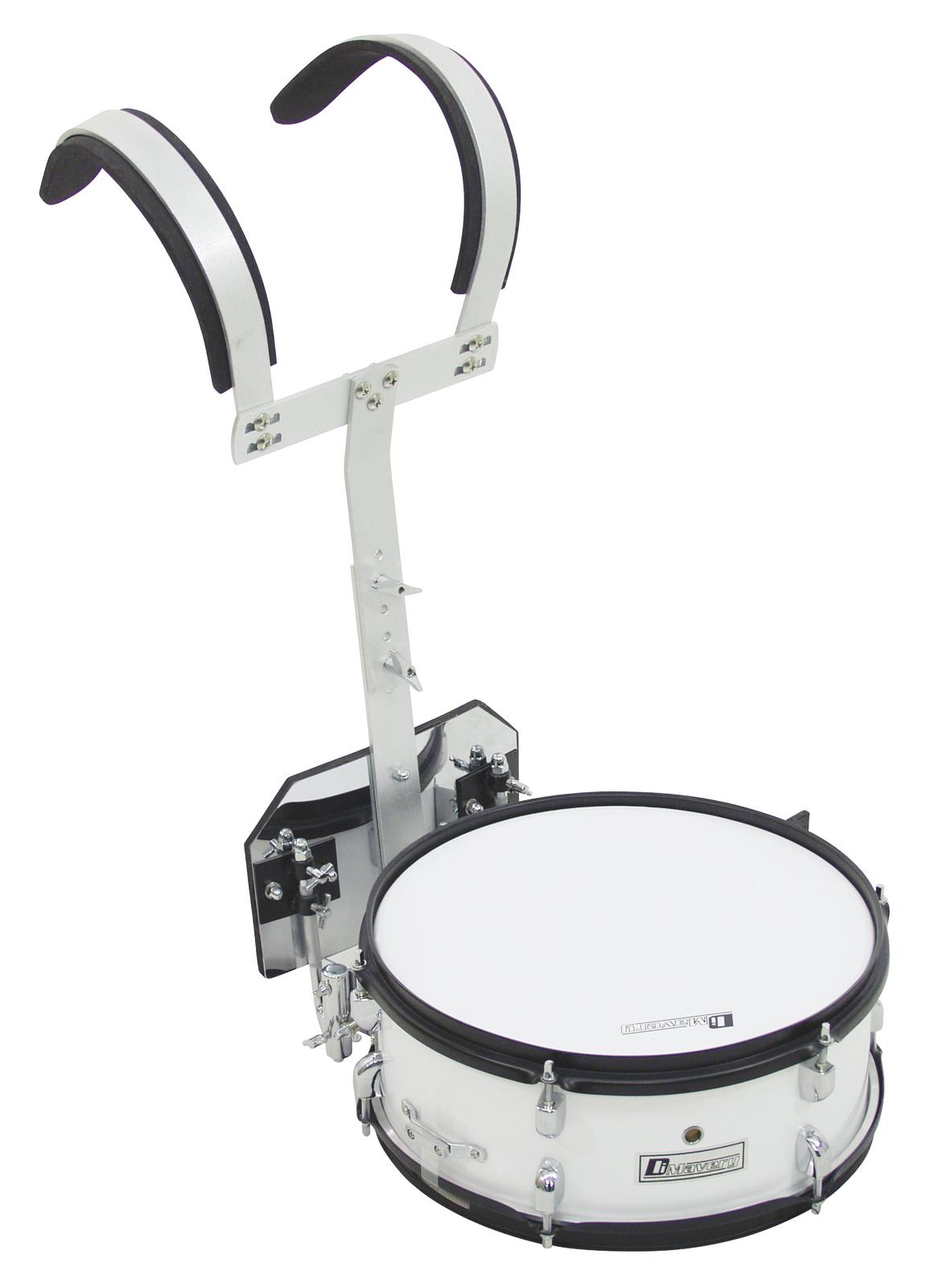 Dimavery MS-200, pochodový snare 14" x 5,5" s postrojem, bílý