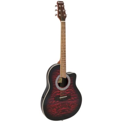 Dimavery RB-300, elektroakustická kytara typu Ovation, redburst žíhaná