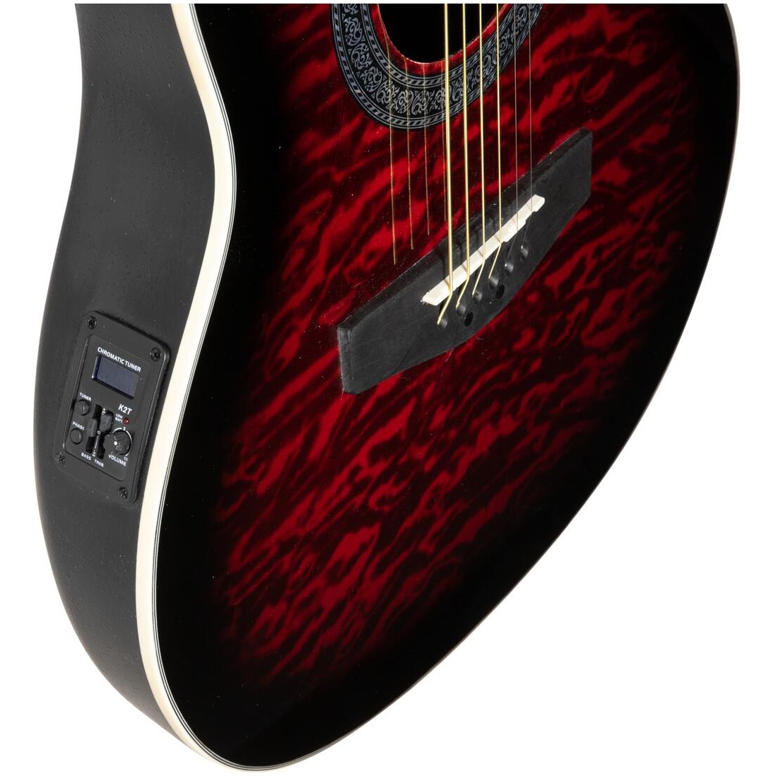 Dimavery RB-300, elektroakustická kytara typu Ovation, redburst žíhaná - Obrázek 4