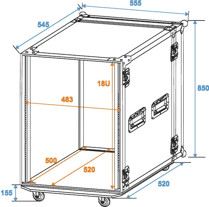 Rack Profi 18HE, hloubka 45cm, s kolečky, 9mm - Obrázek 6