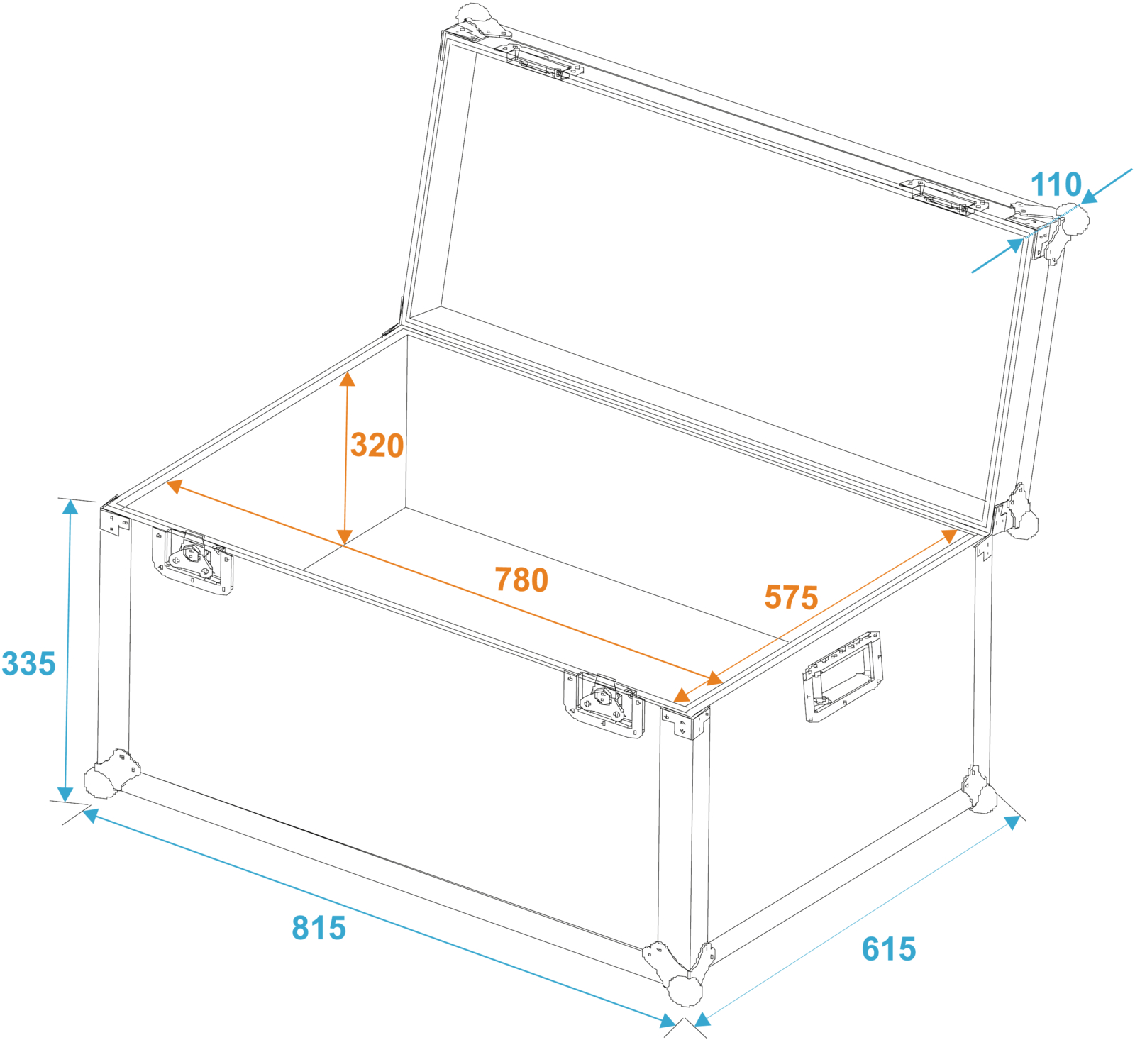 Univerzální transportní Case, 800 x 600 x 430 mm, 7 mm - Obrázek 3