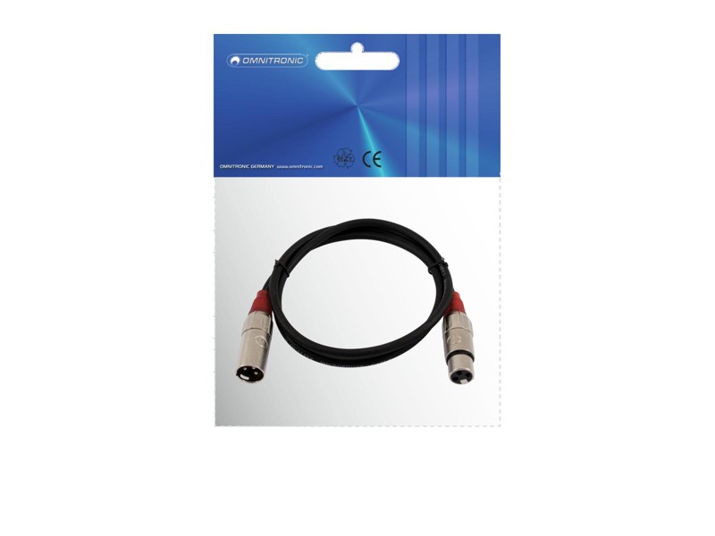Omnitronic mikrofonní kabel XLR/XLR, 1,5m, červené kroužky - Obrázek 3