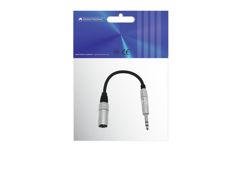 Omnitronic propojovací kabel XLR samec/Jack 6,3 stereo, 20 cm, černý - Obrázek 3