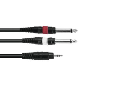 Omnitronic Adaptérový kabel AC35-60 Jack 3,5 stereo - 2x Jack 6,3 mono, 6 m