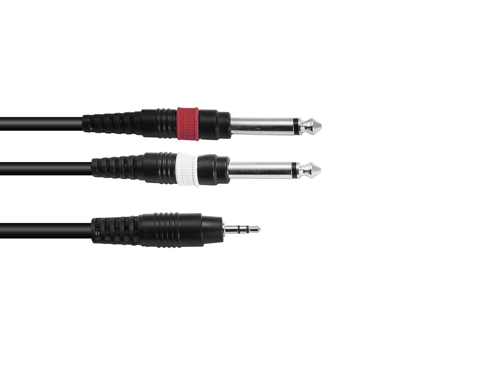 Omnitronic Adaptérový kabel AC35-60 Jack 3,5 stereo - 2x Jack 6,3 mono, 6 m