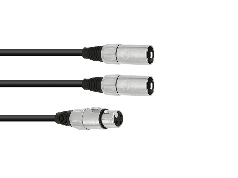 Kabel adaptér XLR samice / 2x XLR samec, délka 1 m, černý