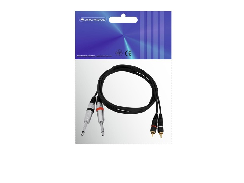 Kabel KC2-15 2x Jack 6,3 mono - 2x RCA, 1,5 m - Obrázek 3