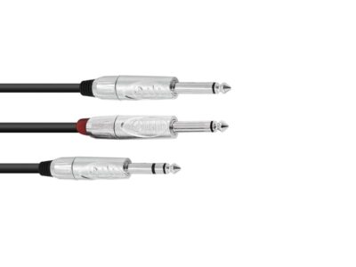 Kabel AK-30 Jack 6,3 stereo - 2x Jack 6,3 mono, 3 m
