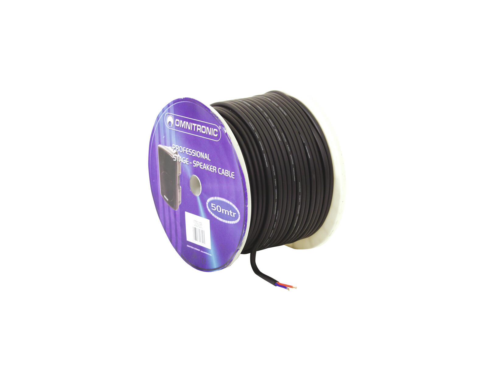 Omnitronic reproduktorový kabel, 2x2,5 mm, černý, 50m cívka