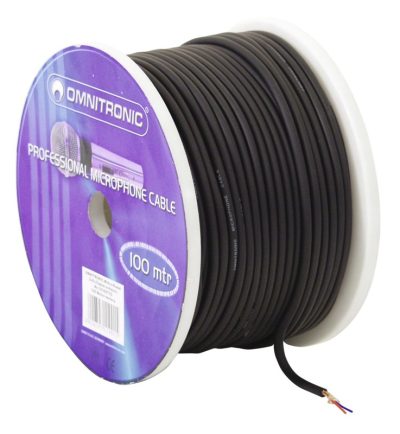 Omnitronic mikrofonní kabel, 2x0,22 mm, černý, sada XLR konektorů, 100 m cívka