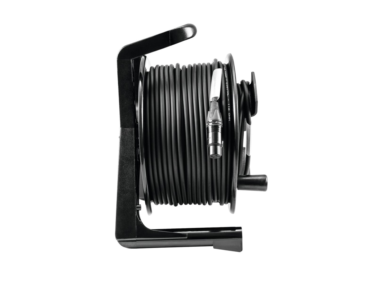 PSSO DMX kabel 50m na navíjecím bubnu, XLR Neutrik, 2x 0,22, černý - Obrázek 3