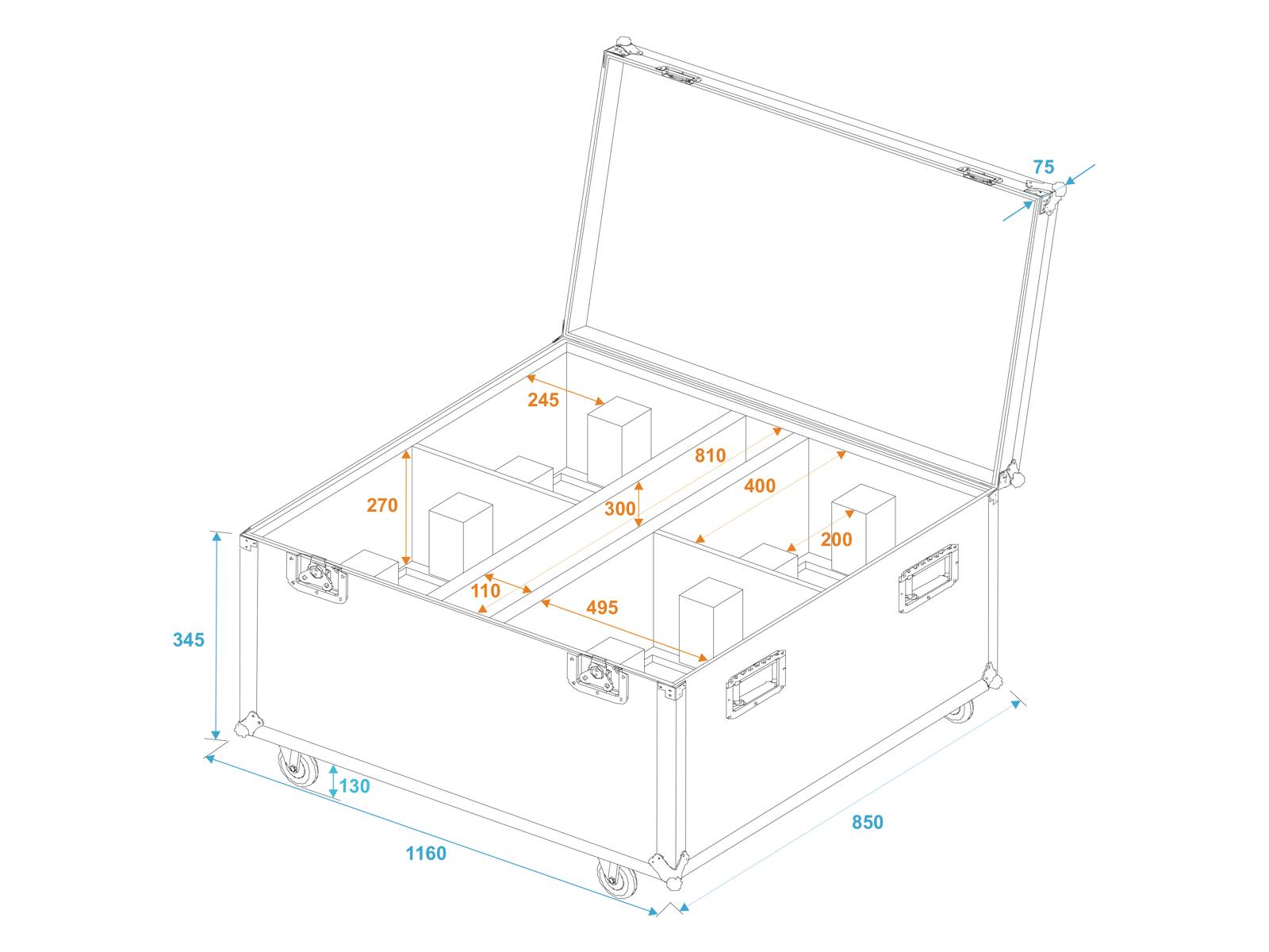 Roadinger Flightcase 4x THA-250F - Obrázek 5