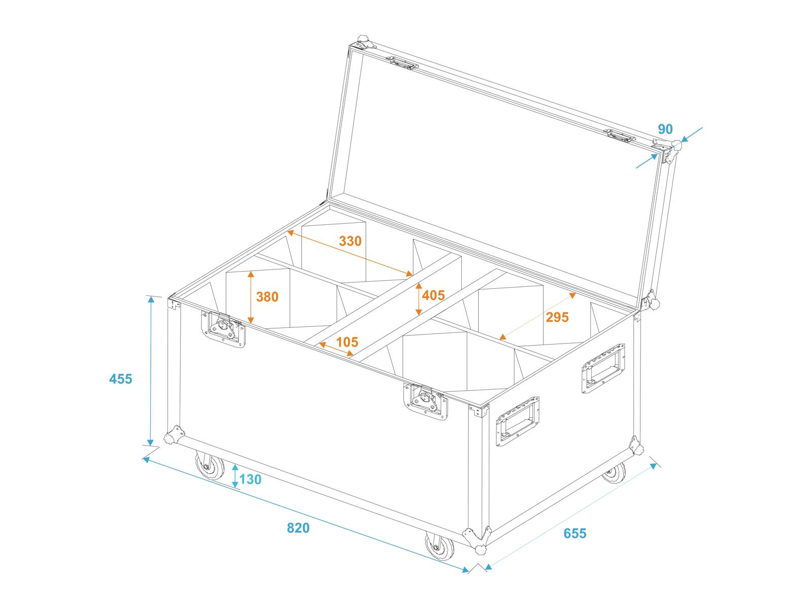 Roadinger Flightcase pro 4x LED THA-100F/THA-120PC na kolečkách - Obrázek 5