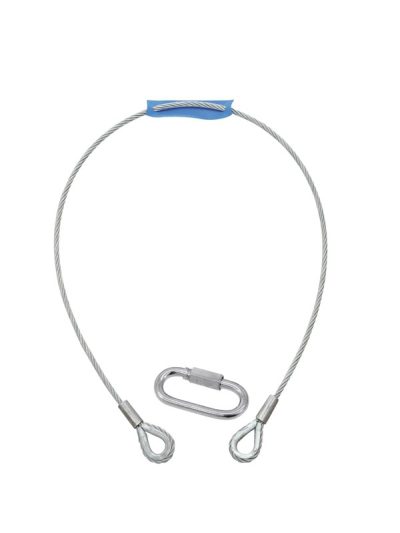 Eurolite Lanko jistící 6 mm x 1000 mm, až do 35 kg, stříbrné, karabina typ B