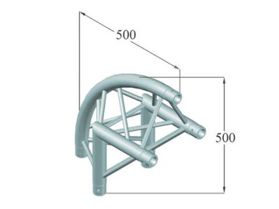 Alutruss Trilock 6082AC-24R, 2-koncový roh 90°, vrcholem ven, kulatá vnější strana